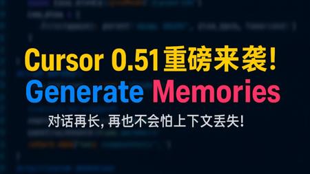 cursor 0.51 重磅来袭,Generate Memories - 革命性记忆功能,再也不怕上下文丢失!