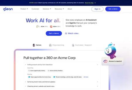 速递｜企业AI搜索Glean获F轮融资1.5亿美元估值72亿，ARR突破1亿美元