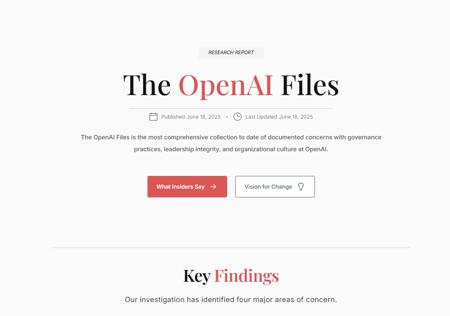 名为 “The OpenAI Files” 新网站启动，深扒 OpenAI 内部运作